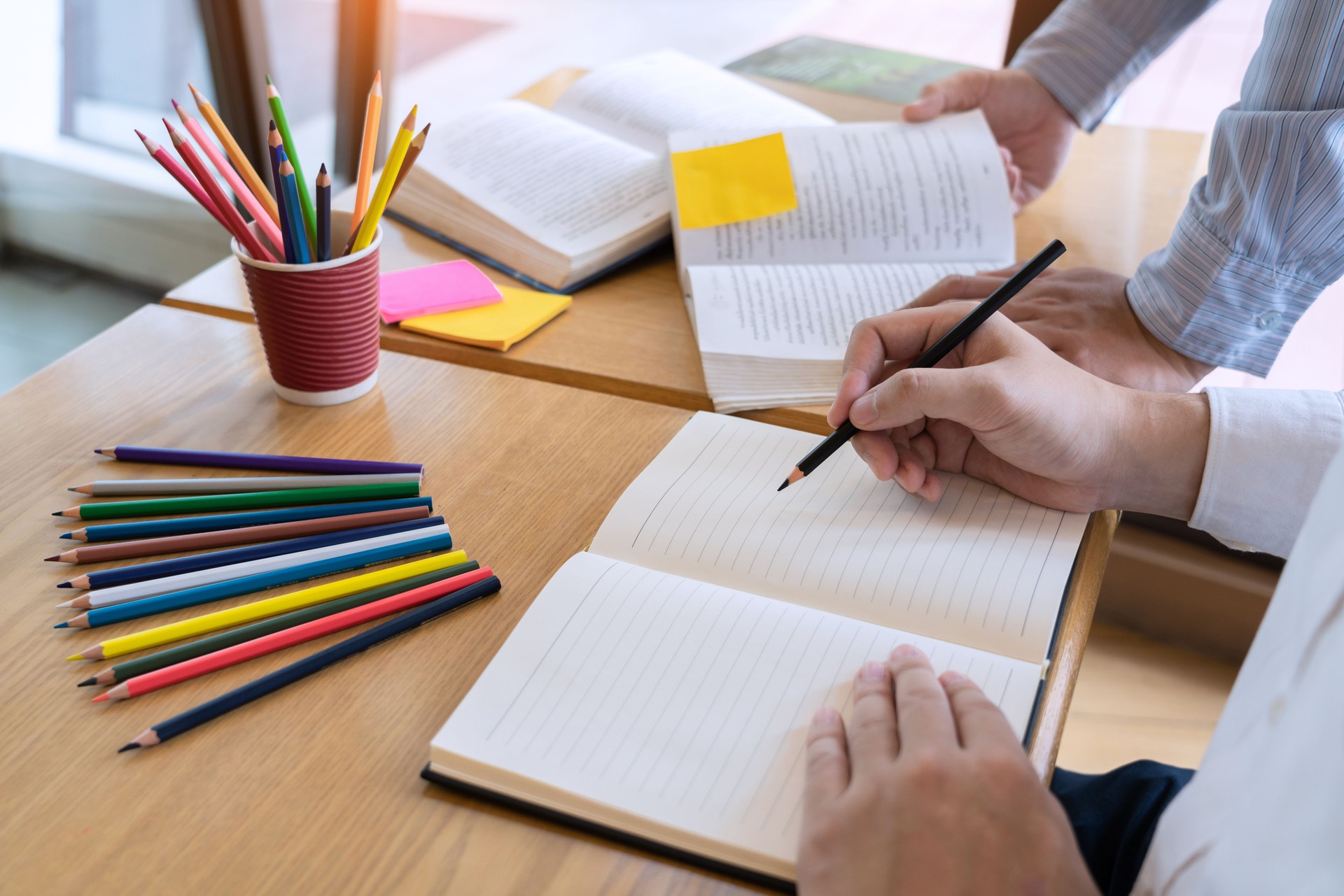 education and school concept, students campus helps Institution Friend catching up Reading and Exam and learning tutoring.